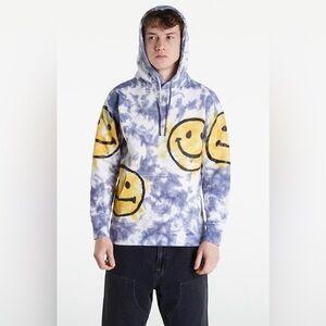 Unisex Market - Smiley Sun Dye Hoodie (Yellow/Blue Tie Dye) XXL